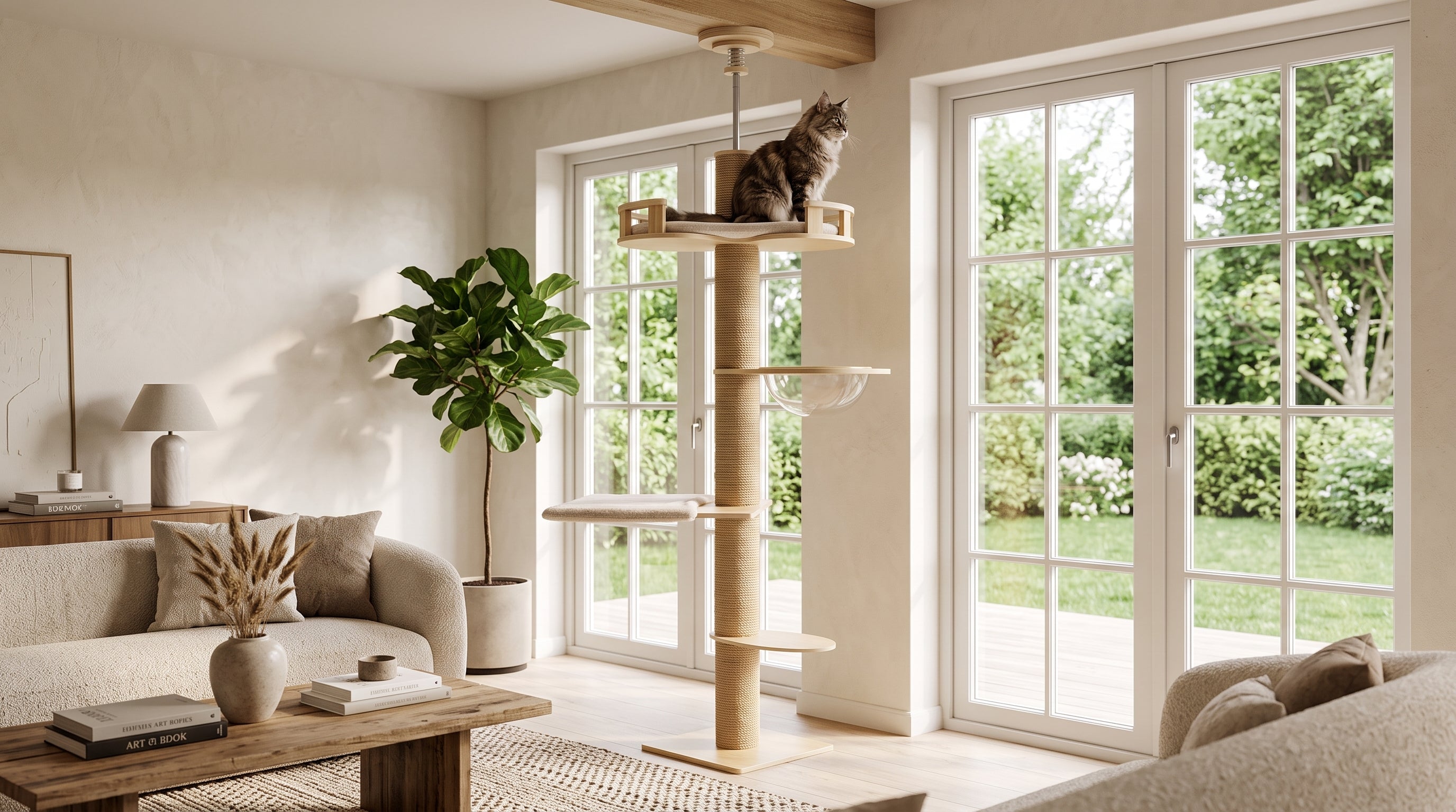 Arbre a chat XXL en bois adapte aux grands chats type Maine Coon