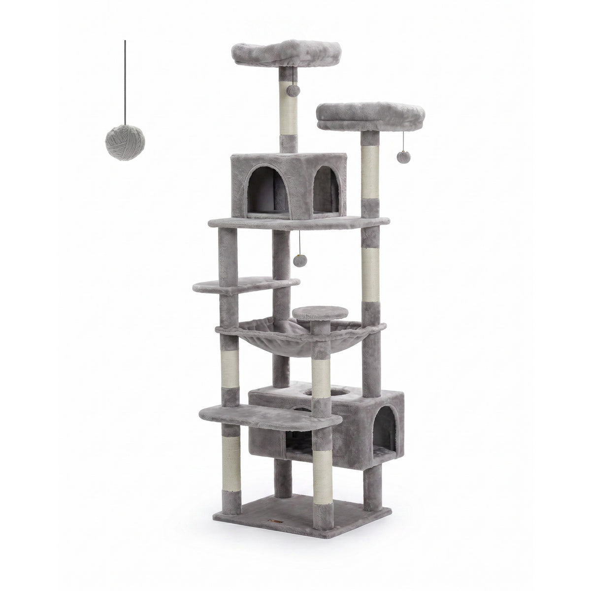 Arbre à chat en bois XL Canopée beige sur fond blanc - Griffova