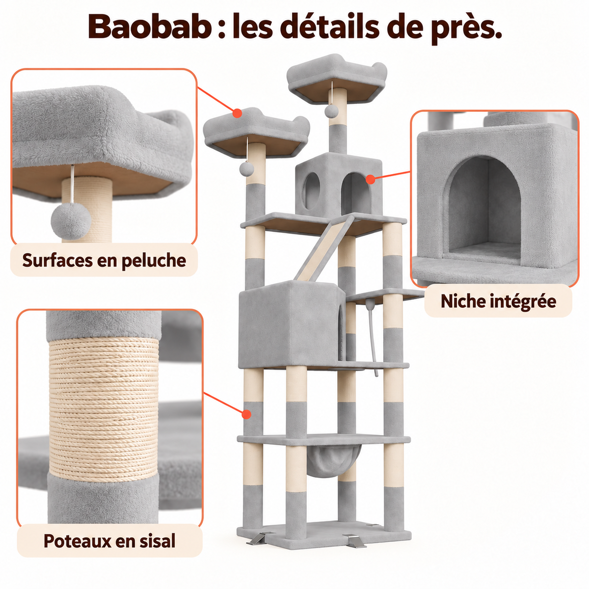 Baobab — gris clair : Matières et détails du produit