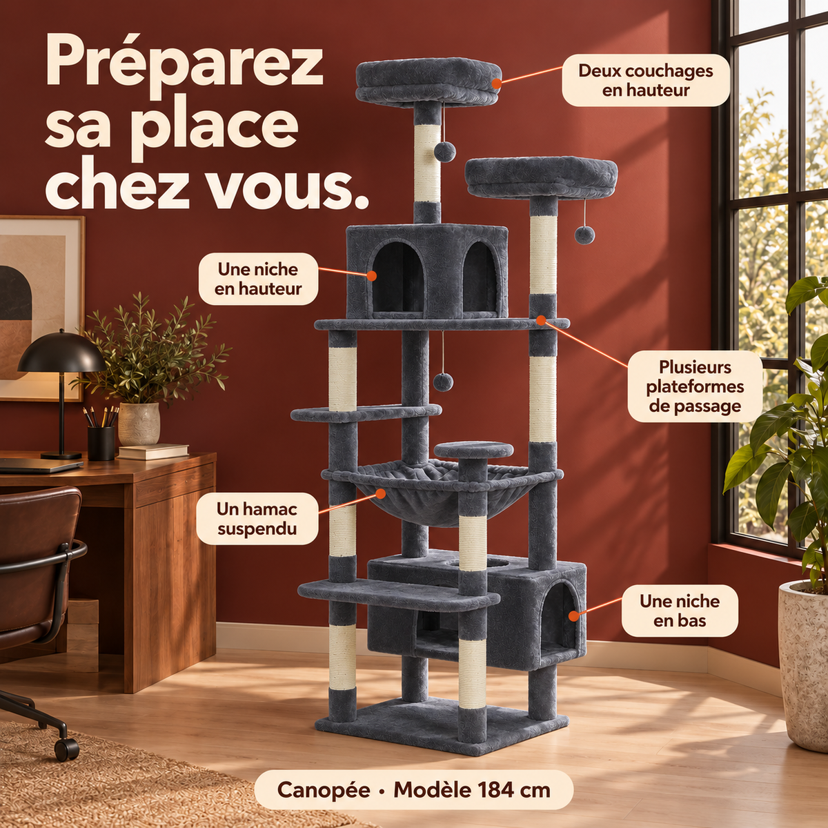 Canopée — anthracite / 184cm : Observer, explorer et se reposer