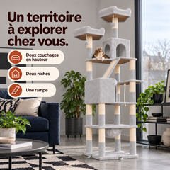 Arbre à chat en bois XXL | Baobab — Gris clair — vue 4