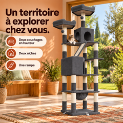 Arbre à chat en bois XXL | Baobab — Gris — vue 4