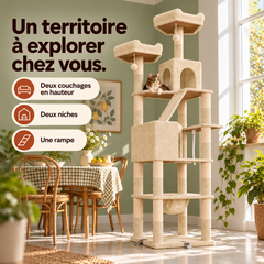 Arbre à chat en bois XXL | Baobab — Beige — vue 4