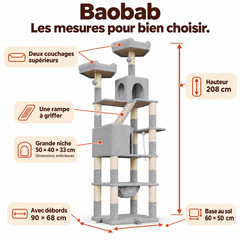 Arbre à chat en bois XXL | Baobab — Gris clair — vue 2