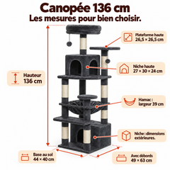 Arbre à chat en bois XL | Canopée — Anthracite / 136cm — vue 2