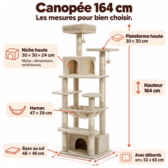 Arbre à chat en bois XL | Canopée — Beige / 164cm — vue 2