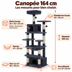 Arbre à chat en bois XL | Canopée — Anthracite / 164cm — vue 2