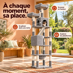 Arbre à chat en bois XXL | Baobab — Gris — vue 6