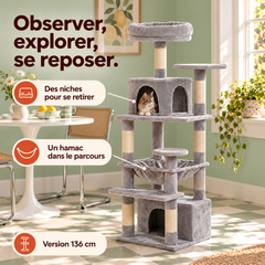 Arbre à chat en bois XL | Canopée — Gris / 136cm — vue 6