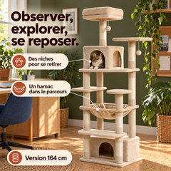 Arbre à chat en bois XL | Canopée — Beige / 164cm — vue 6