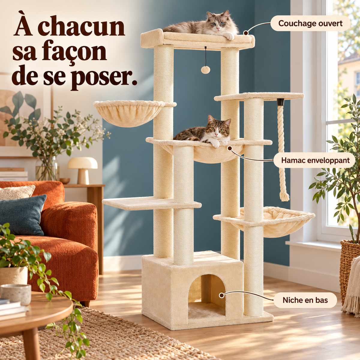 Séquoia beige — les différents espaces de repos