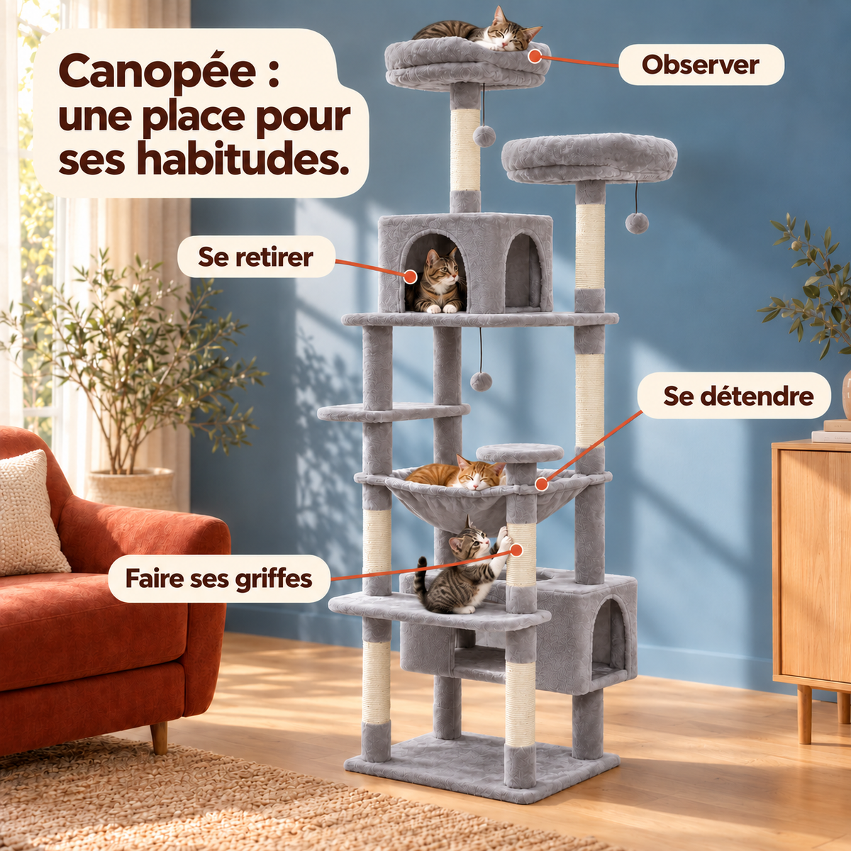 Canopee — Gris / 184cm : les usages illustrés.