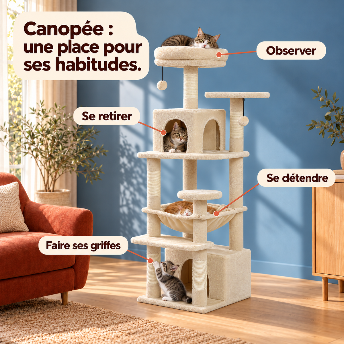 Canopee — Beige / 136cm : les usages illustrés.