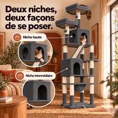Arbre à chat en bois XXL | Baobab — Gris — vue 3