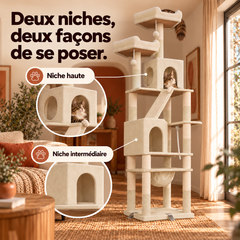 Arbre à chat en bois XXL | Baobab — Beige — vue 3