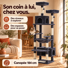 Arbre à chat en bois XL | Canopée — Anthracite / 184cm — vue 4