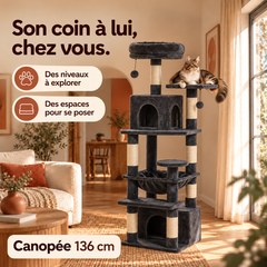 Arbre à chat en bois XL | Canopée — Anthracite / 136cm — vue 4