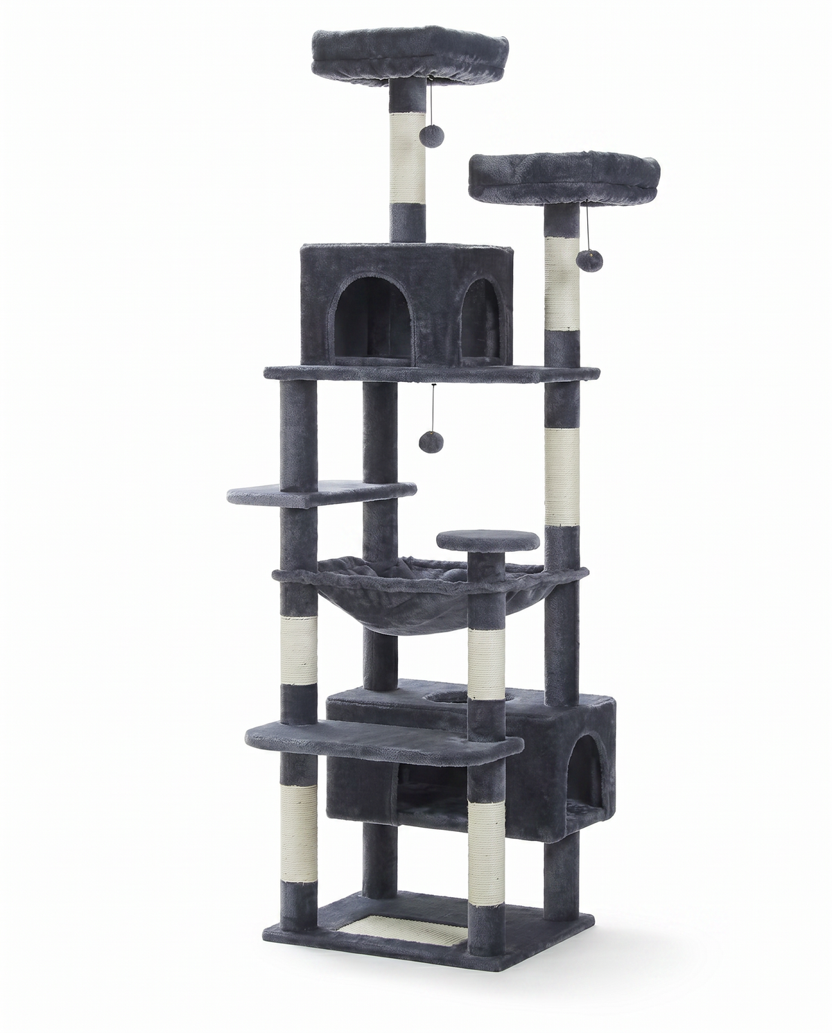 Arbre à chat en bois XL anthracite sur fond blanc - Griffova