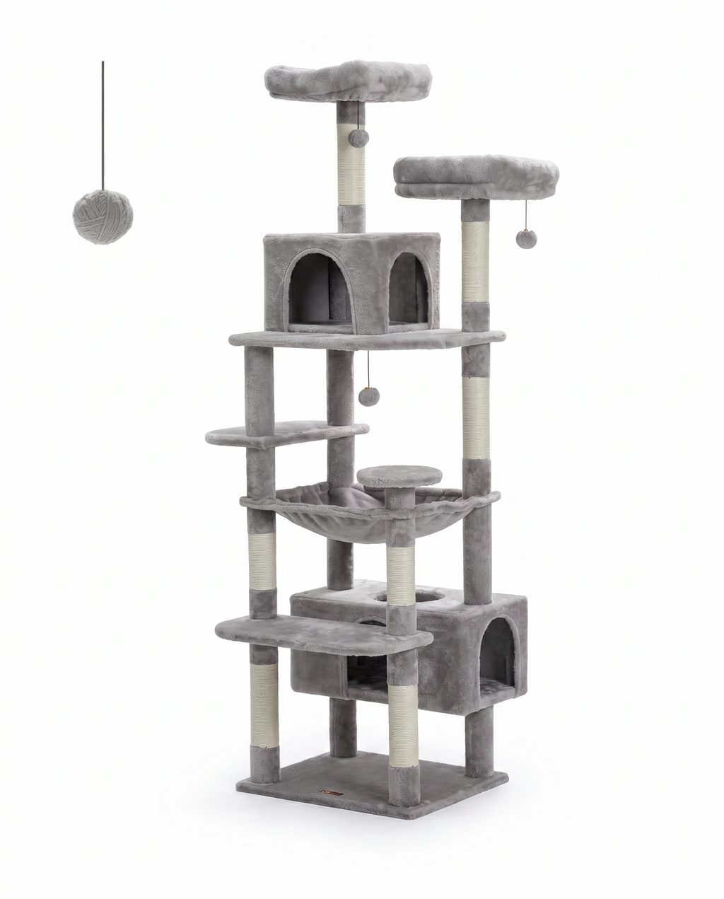Arbre à chat en bois XL gris sur fond blanc - Griffova
