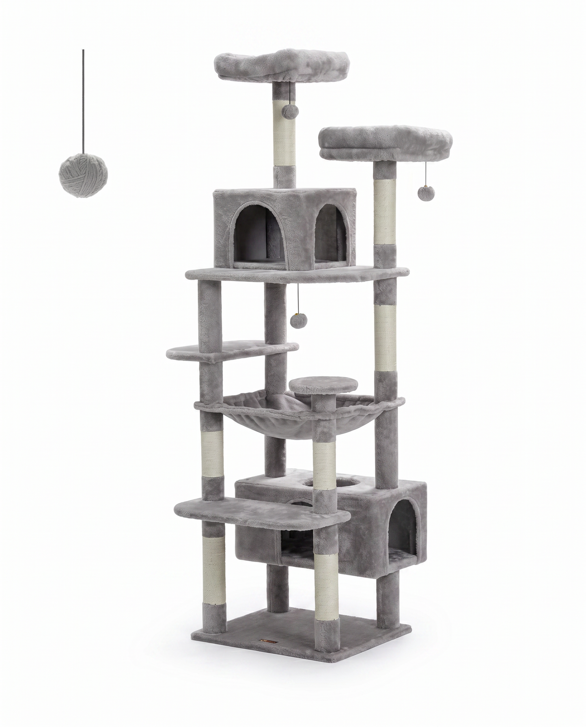 Arbre à chat en bois XL gris sur fond blanc - Griffova